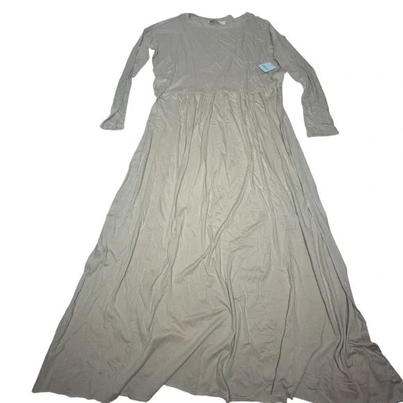 NWT Free People Beach Anytime Midi Long  Sleeve Dress xs in sand - Picture 6 of 15